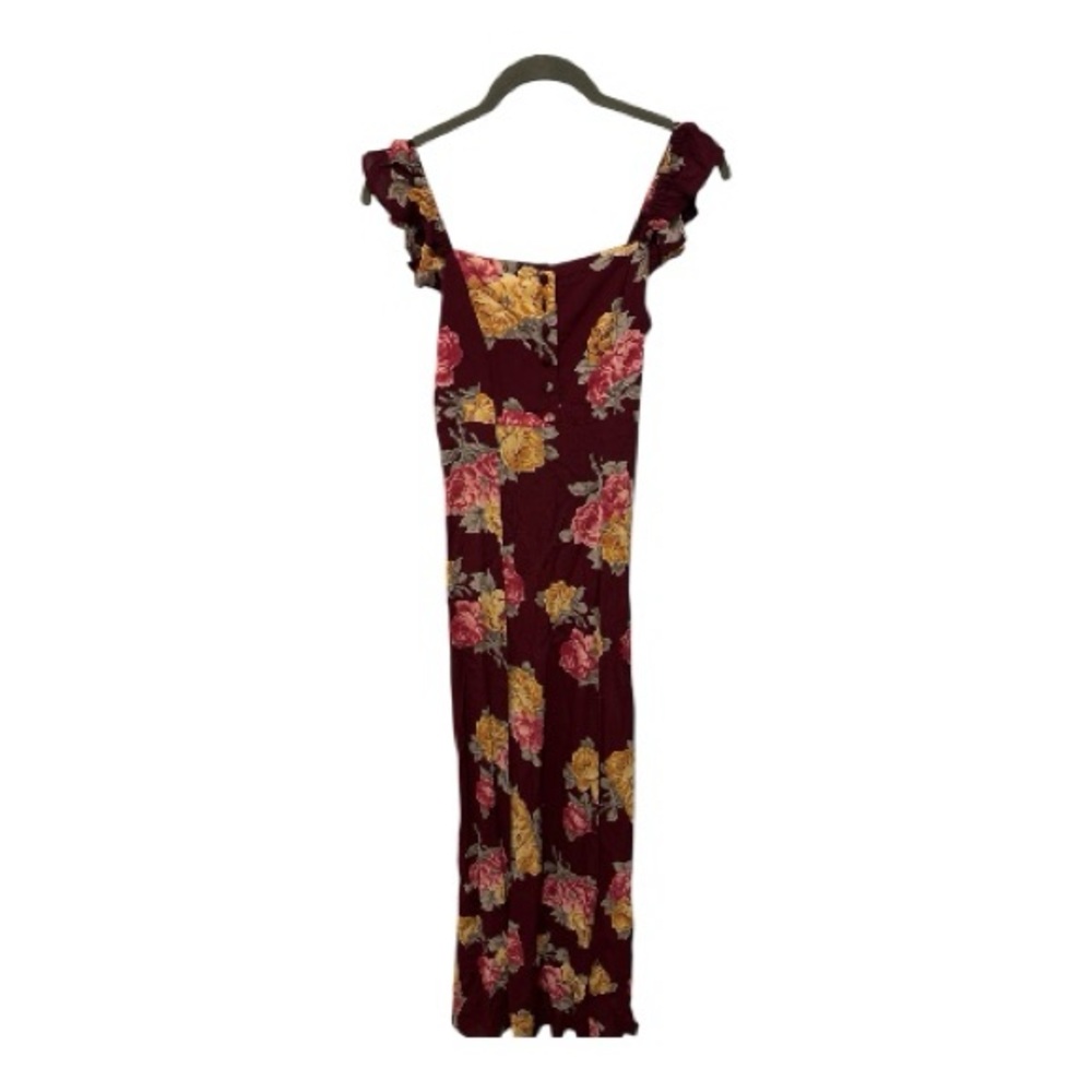 Flynn Skye Bardot Burgundy Floral Maxi Dress Size Small